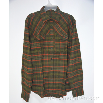 Casual Grid Flanell Baumwolle Langarm Herren Shirt